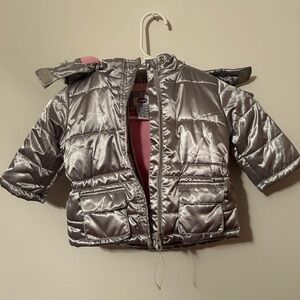 Stylish Silver Girls Puffer Jacket size 18 months